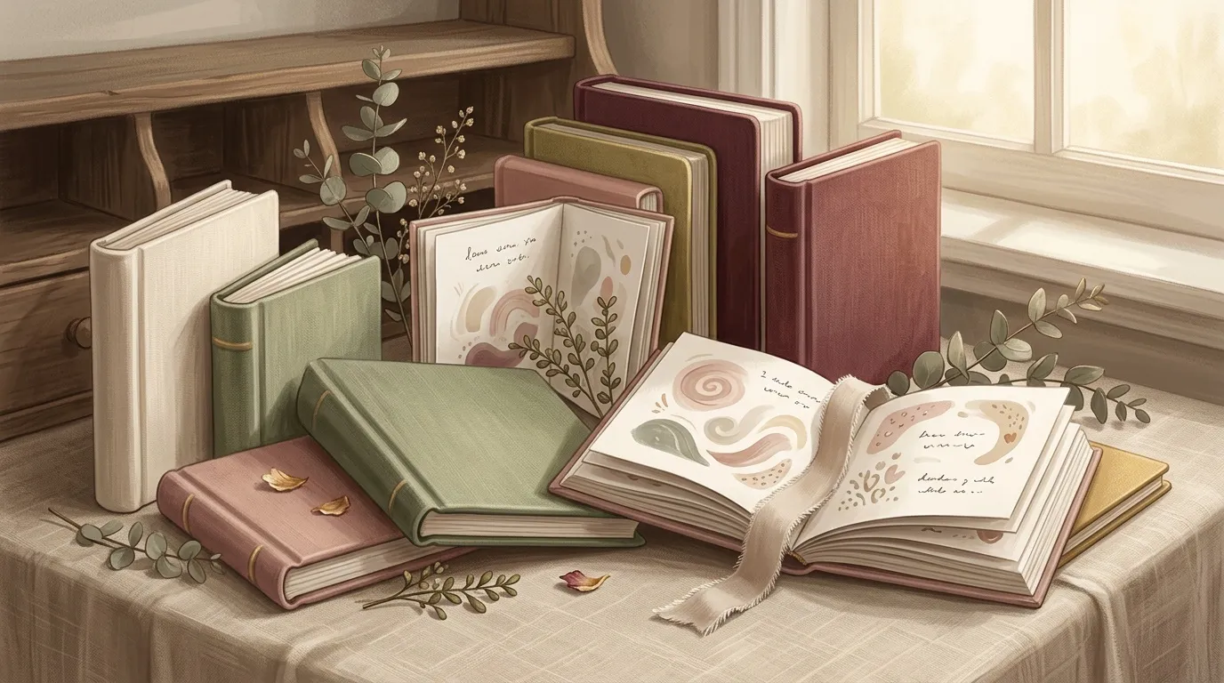 Livres color&eacute;s ouverts avec feuilles s&eacute;ch&eacute;es d&eacute;coratives